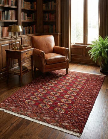 3' 5 x 4' 9 Hand Knotted Bokhara Wool Rug