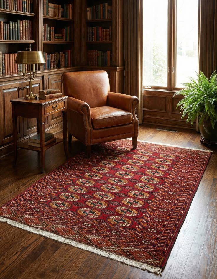 Detail image of 3' 5 x 4' 9  Hand Knotted Bokhara Wool Rug