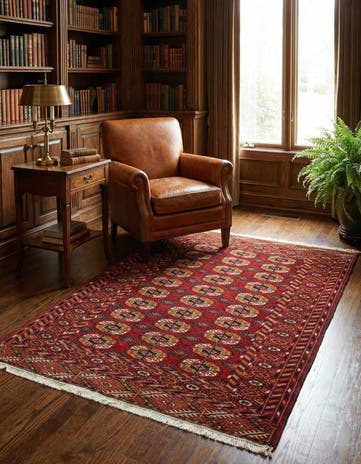 3' 5 x 4' 9 Hand Knotted Bokhara Wool Rug