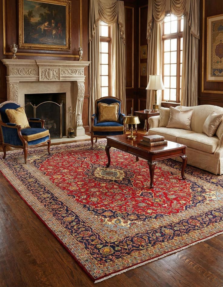 Detail image of  9' 9 x 13' 11 Kashan Rug