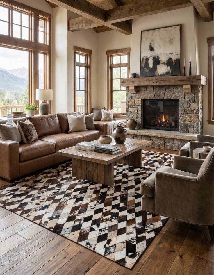 Detail image of 6' 9 x 9' 11 Cowhide Stocks Rug