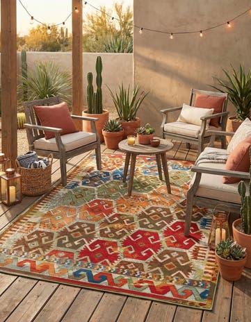 6' x 9' Easy-Clean Southwestern Indoor / Outdoor Rug