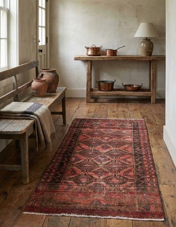 2' 4 x 4' 9 Hand Knotted Ultra Vintage Persian Wool Runner Rug