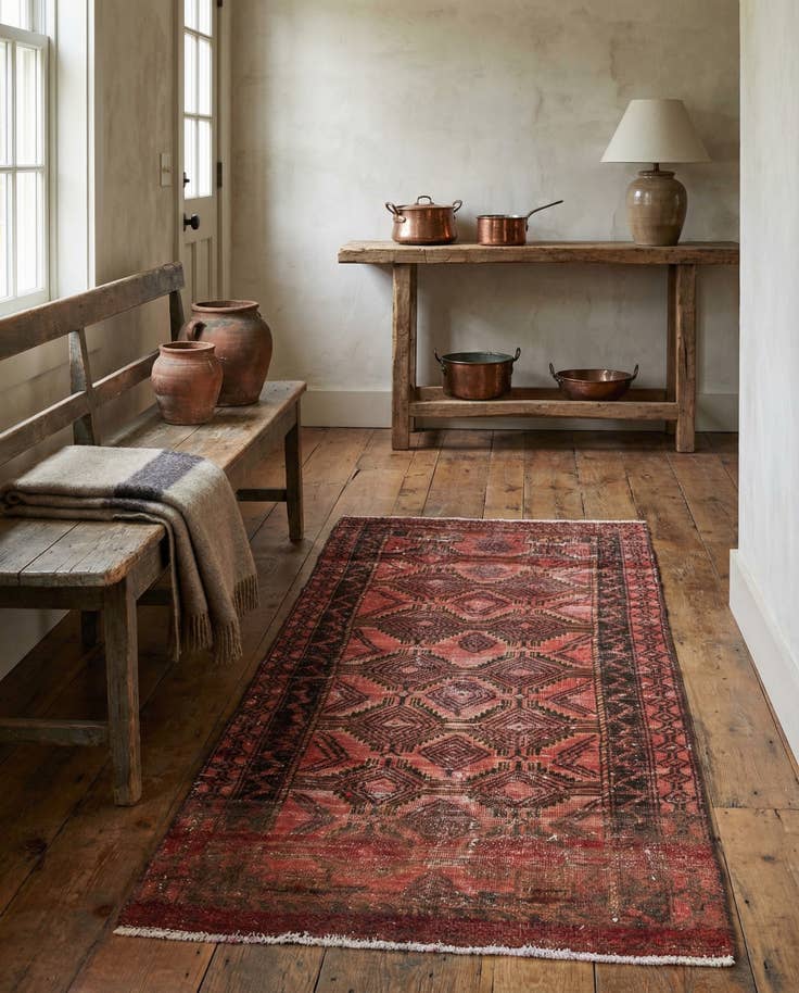 Detail image of 2' 4 x 4' 9 Hand Knotted Ultra Vintage Persian Wool Runner Rug