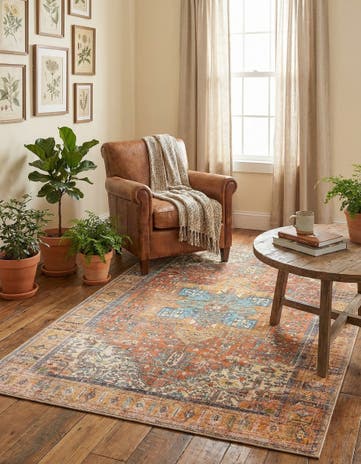 Rust Red Washable Timeless Rug