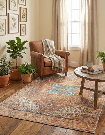 Rust Red Washable Timeless Rug
