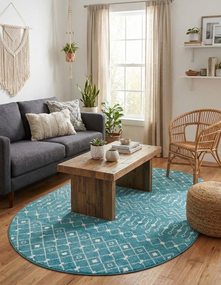 Detail image of  5' 3 x 8' Moroccan Trellis Oval Rug