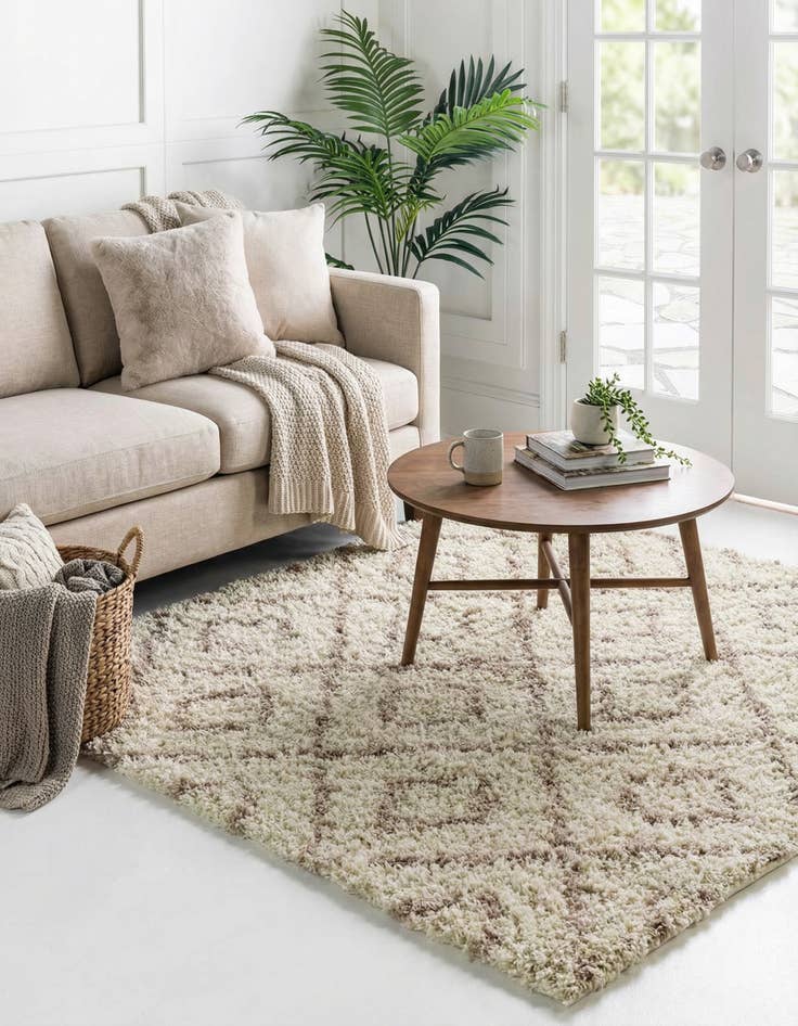 Detail image of  4' x 4' Lattice Shag Square Rug