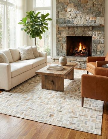 5' x 8' Cowhide Leather Rug