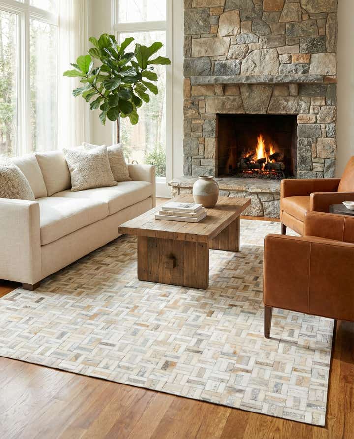 5' x 8' Cowhide Leather Rug