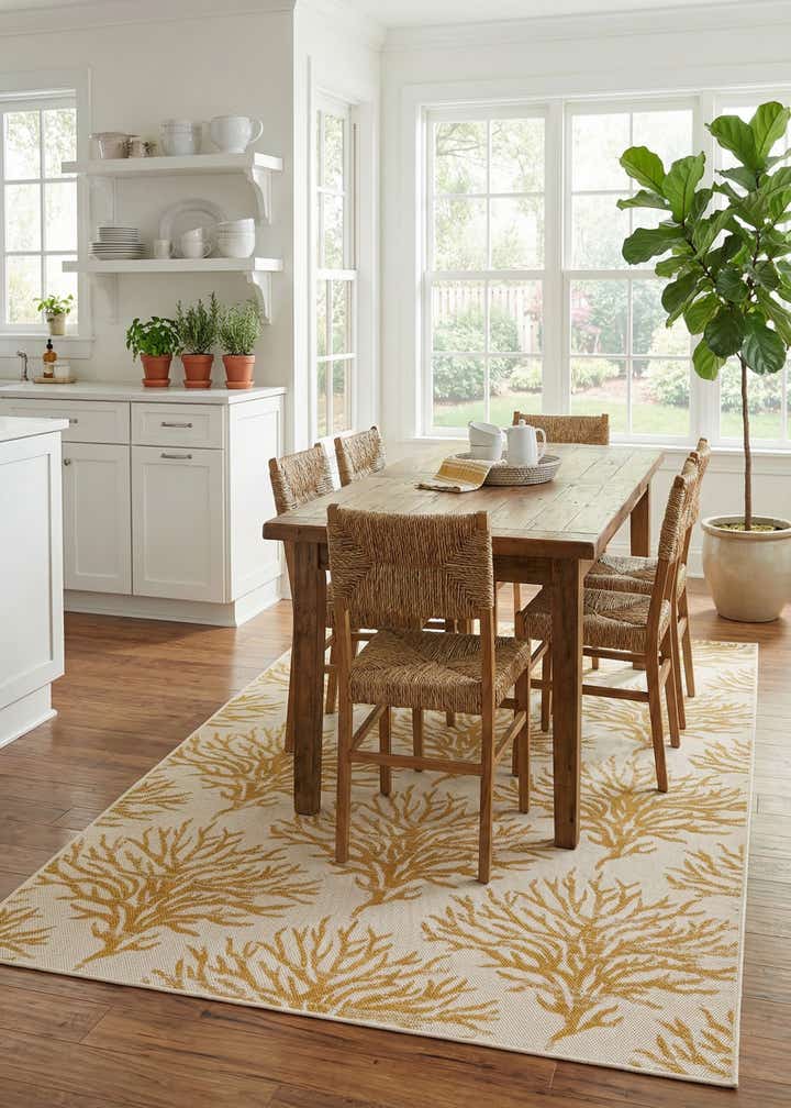 5' 3 x 7' 8 Easy-Clean Botanical Indoor / Outdoor Rug