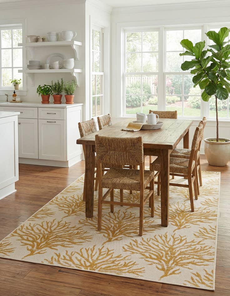 Detail image of 5' 3 x 7' 8  Washable Botanical Indoor / Outdoor Rug