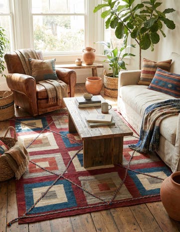 4' 9 x 6' 6 Hand Knotted Moroccan Wool Rug
