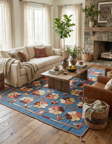 5' 8 x 7' 1 Hand Woven Kilim Suzani Wool Rug