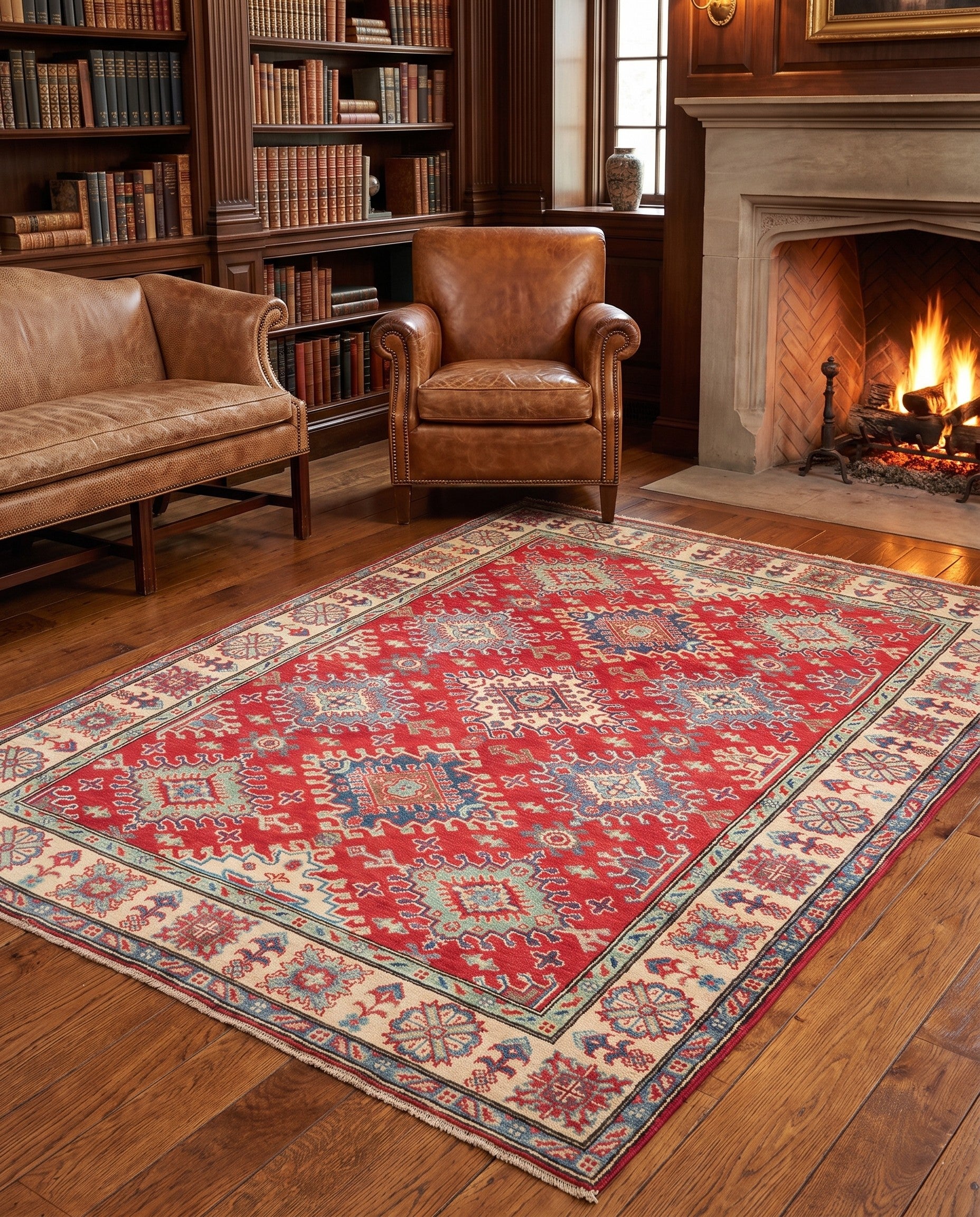 Detail image 3 of 10: 5' x 6' 6 Hand Knotted Kazak Rug