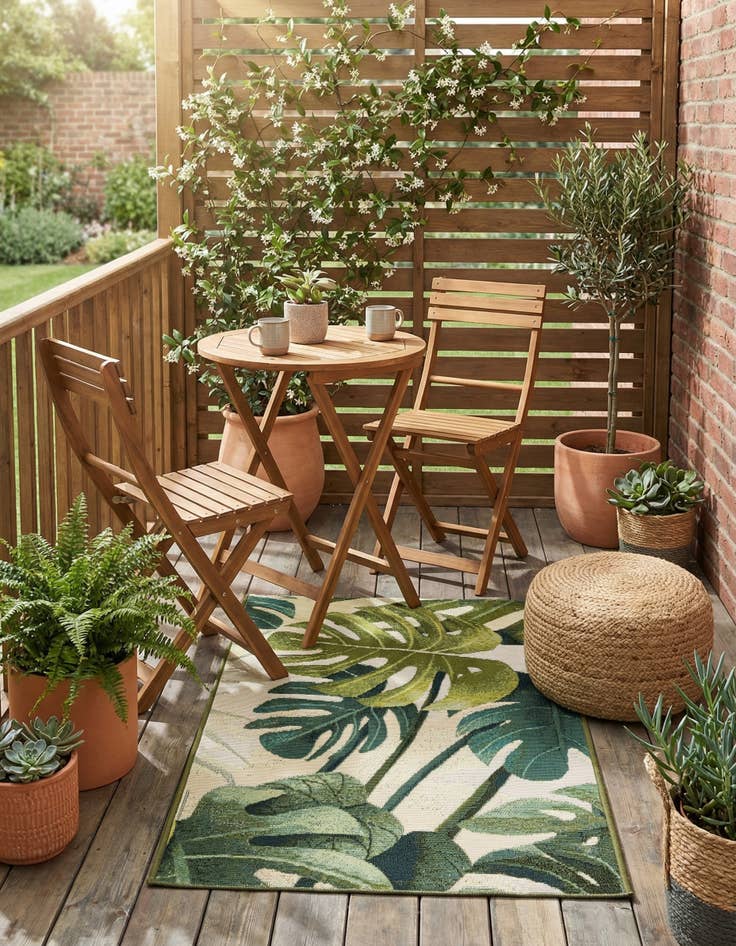 Detail image of 2' x 3' Easy-Clean Botanical Indoor / Outdoor Rug