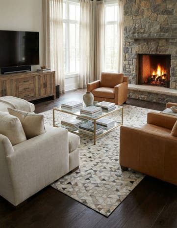 7' 10 x 9' 8 Cowhide Leather Rug