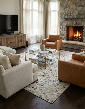 7' 10 x 9' 8 Cowhide Leather Rug