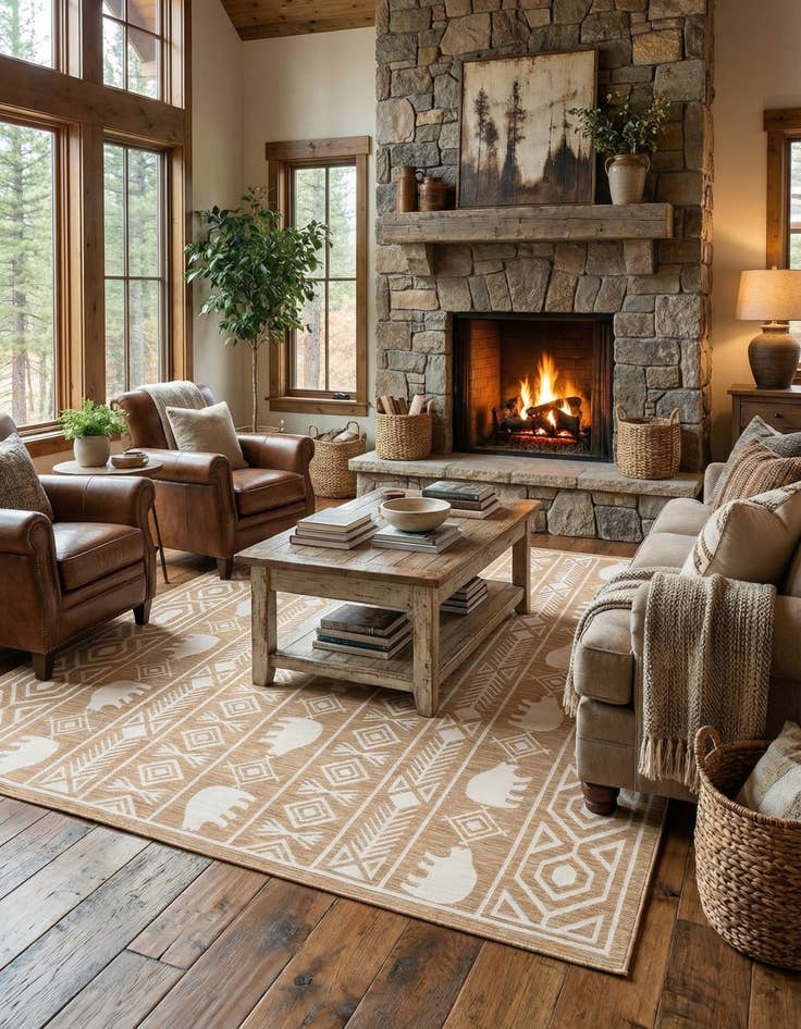 Detail image of  10' x 10'  Washable Southwestern Indoor / Outdoor Square Rug