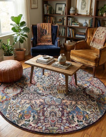 7' 10 x 7' 10 Washable Timeless Round Rug