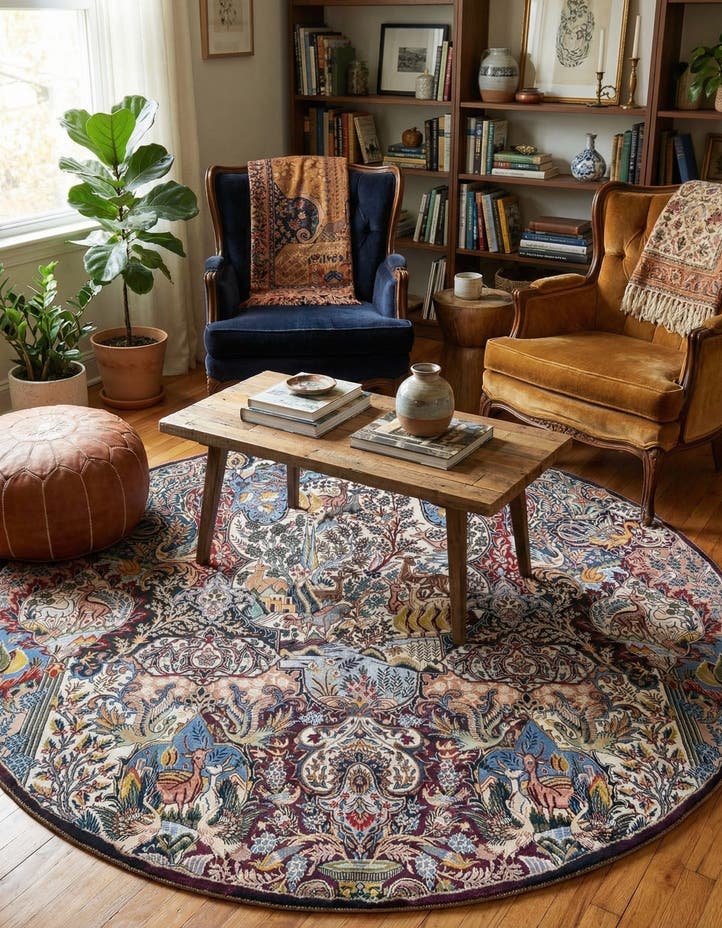 7' 10 x 7' 10 Washable Timeless Round Rug