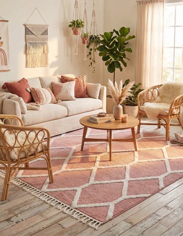 Pink Boho Square Rug