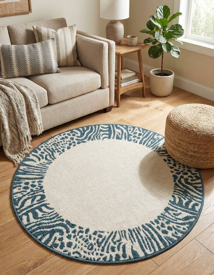 Detail image of  3' x 3'  Washable Safari Indoor / Outdoor Round Rug