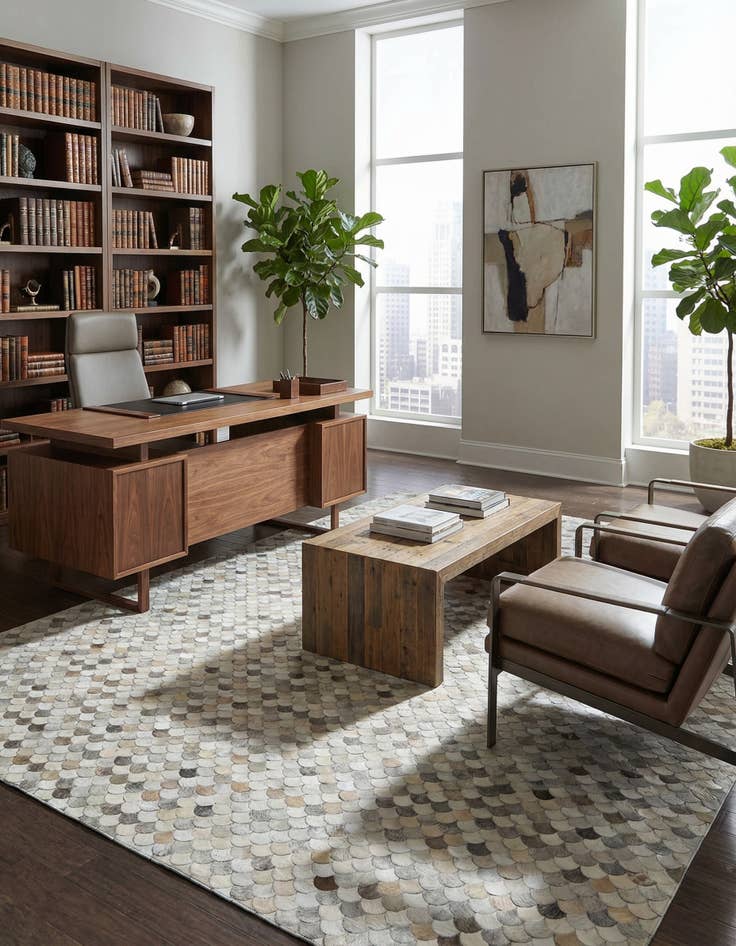 Detail image of  8' 1 x 10' 1 Cowhide Leather Rug