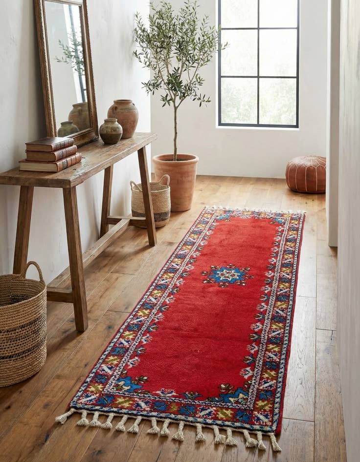 Detail image of  2' 10 x 9' 6  Hand Knotted Moroccan Wool Runner Rug