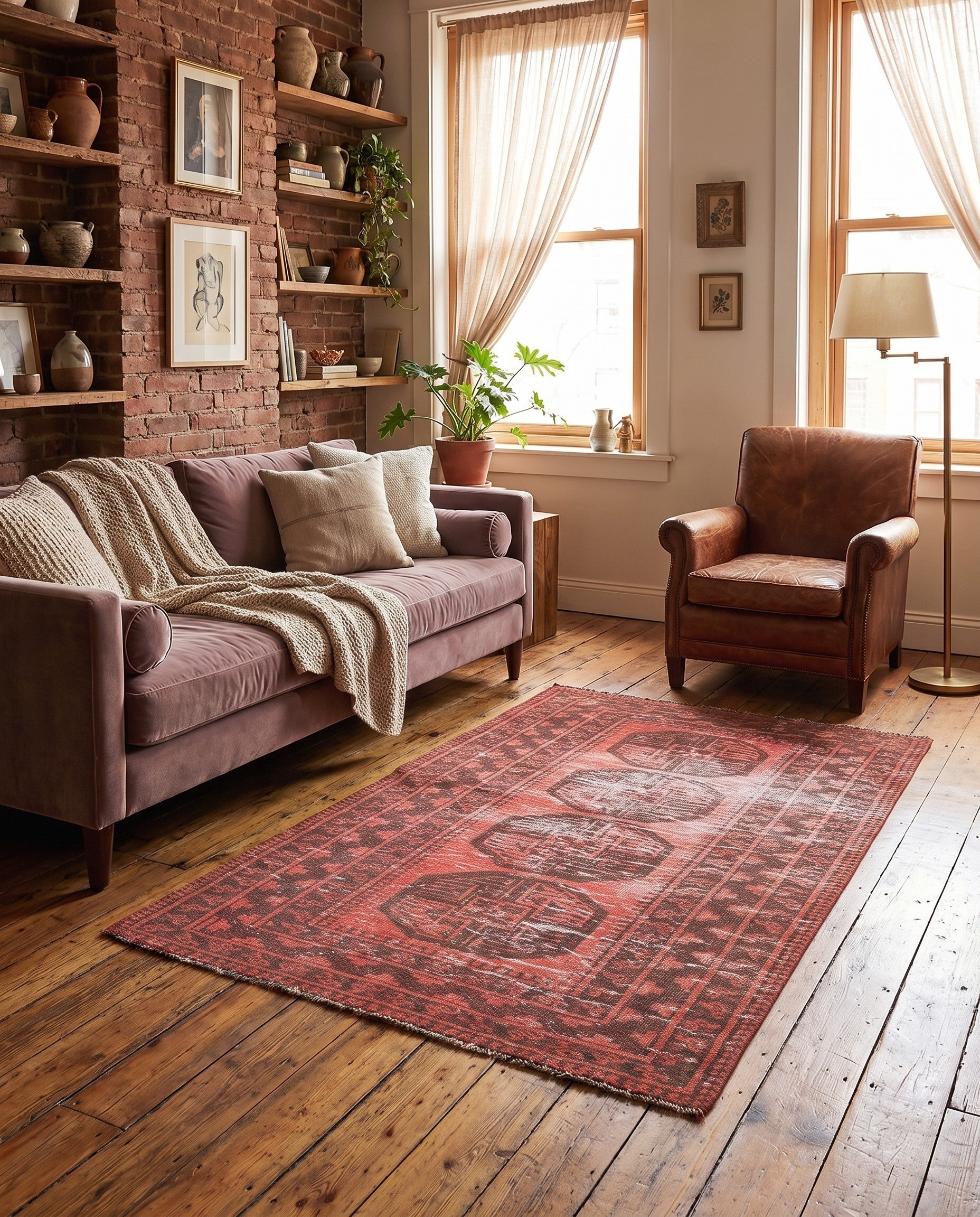 3' 7 x 5' 10 Hand Knotted Ultra Vintage Persian Wool Rug