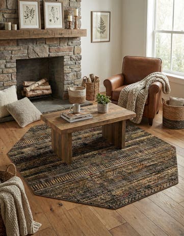Blue Saturn Octagon Rug