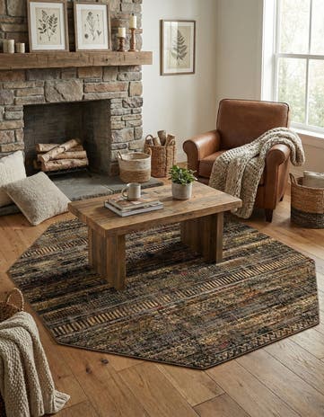 Blue Saturn Octagon Rug