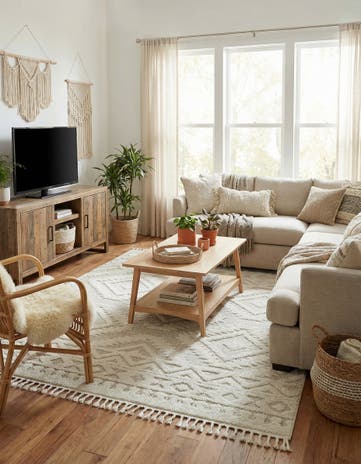 Ivory Boho Square Rug
