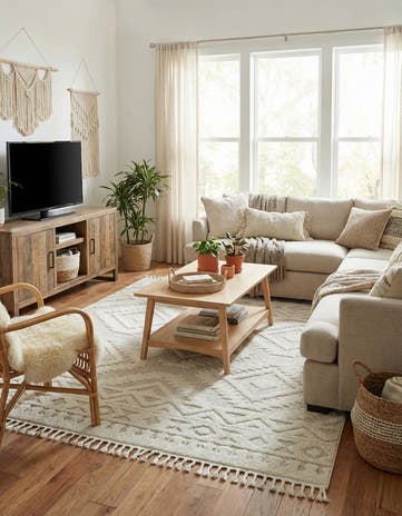 Ivory Boho Square Rug