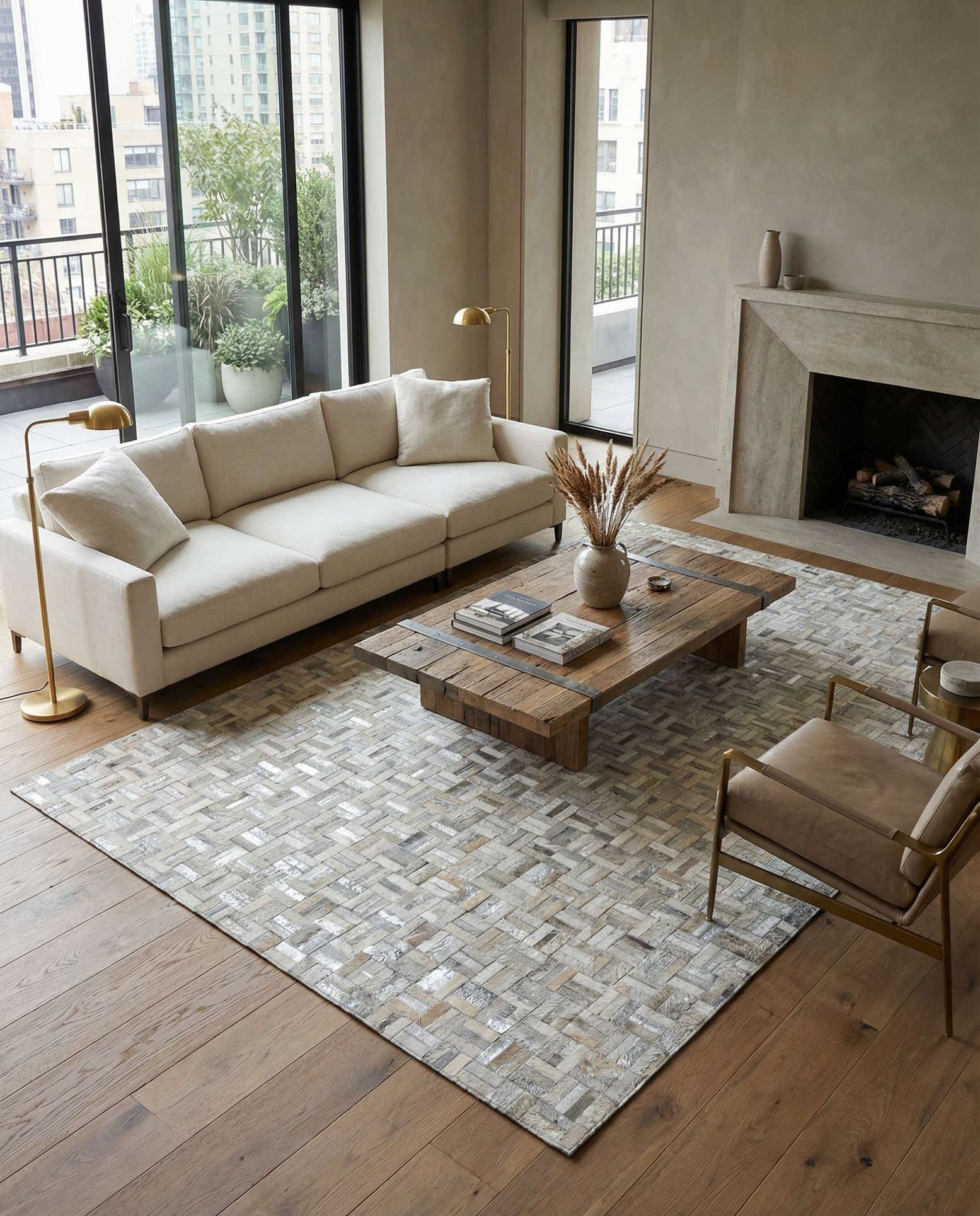 5' x 7' 9 Cowhide Leather Rug