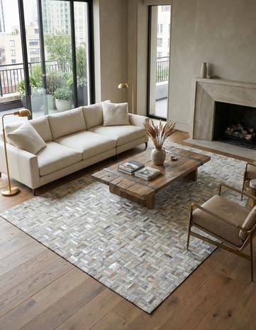 5' x 7' 9 Cowhide Leather Rug