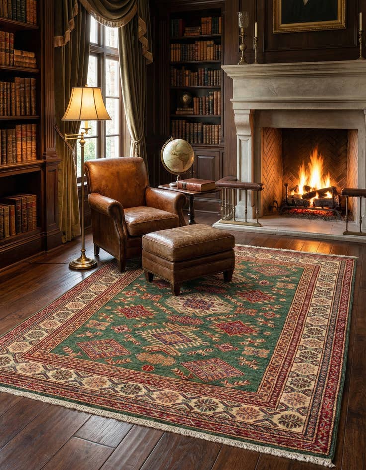 Detail image of 4' 8 x 6' 9 Kazak Wool Rug