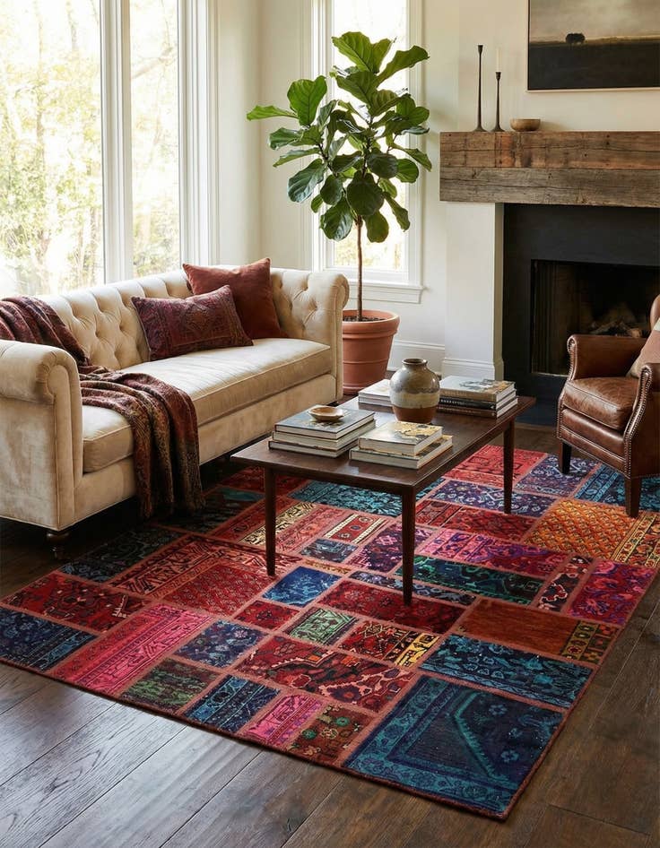 Detail image of  6' x 7' 8  Hand Knotted Ultra Vintage Persian Wool Rug