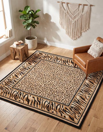 Light Brown Safari Square Rug