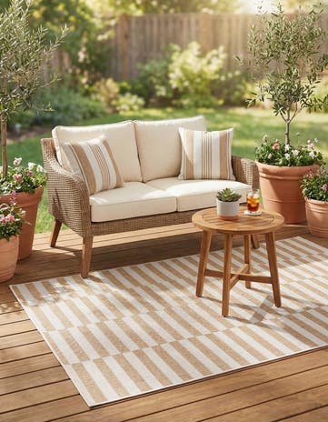 4' x 6' Easy-Clean Striped Indoor / Outdoor Rug