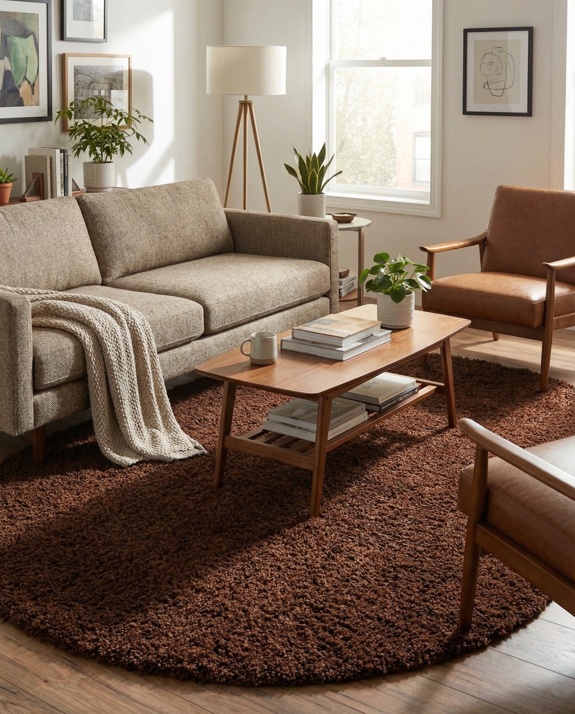  5' 3 x 8' Solid Shag Oval Rug