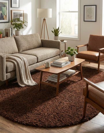 5' 3 x 8' Solid Shag Oval Rug