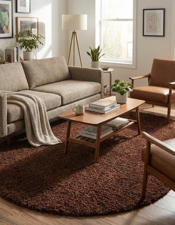 5' 3 x 8' Solid Shag Oval Rug