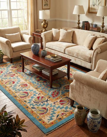 5' x 6' 10 Hand Knotted Peshawar Ziegler Rug