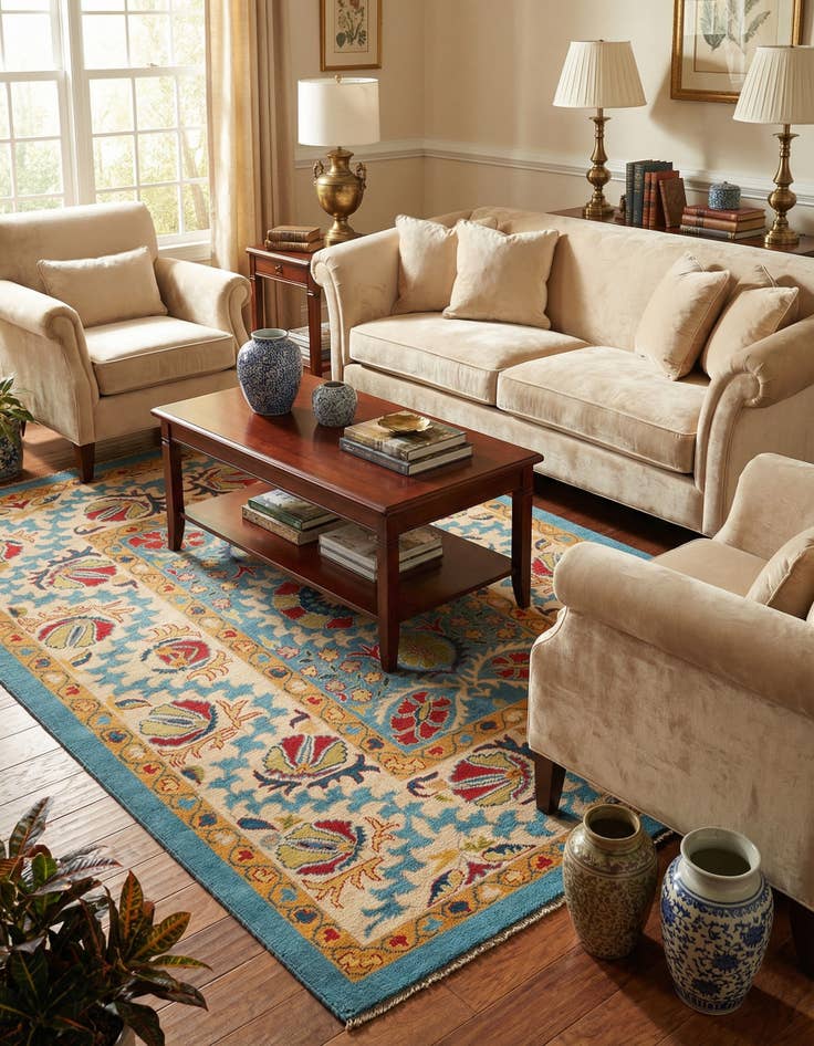 Detail image of 5' x 6' 10  Hand Knotted Peshawar Ziegler Rug