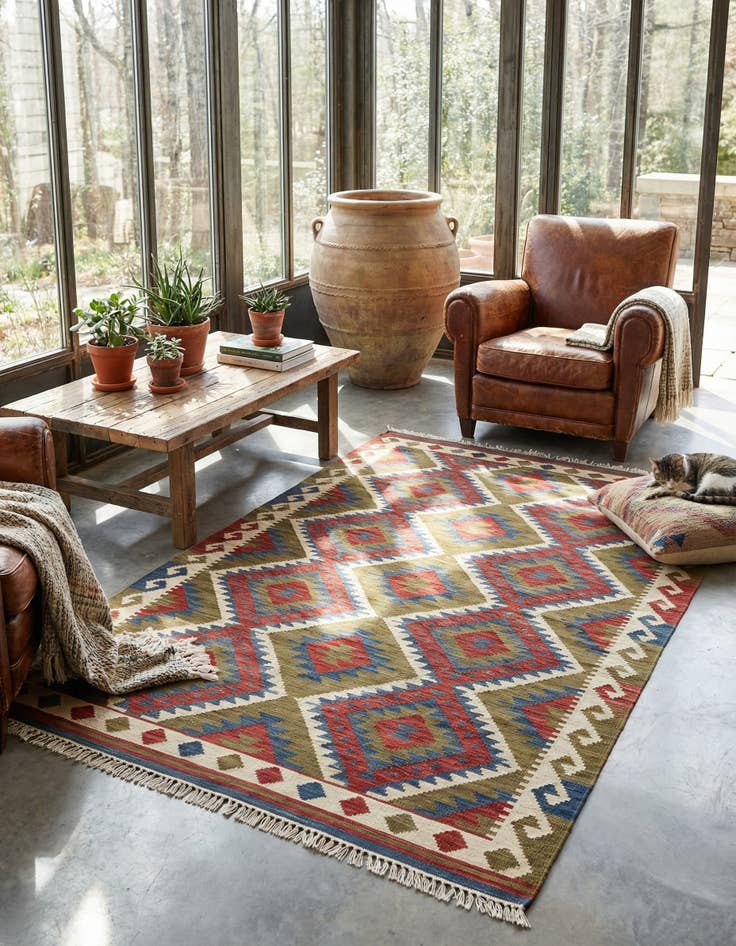 Detail image of 5' x 8' 5  Hand Woven Kilim Maymana Wool Rug