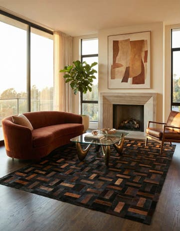 5' 2 x 8' 1 Cowhide - Patchwork Rug