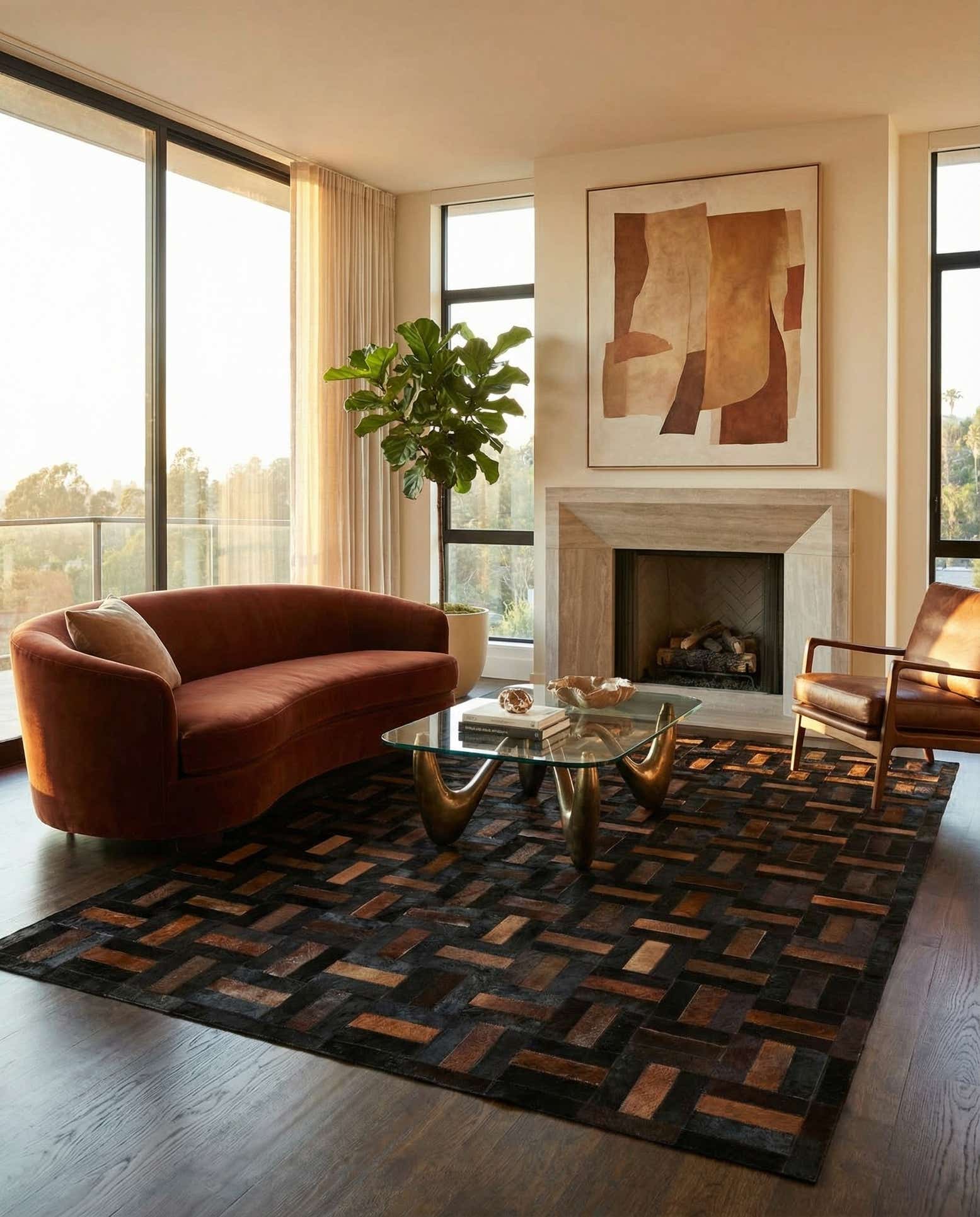5' 2 x 8' 1 Cowhide - Patchwork Rug