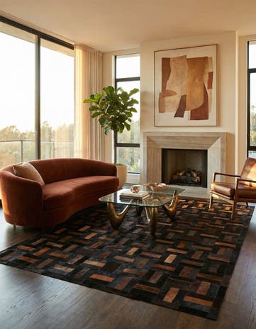 5' 2 x 8' 1 Cowhide - Patchwork Rug