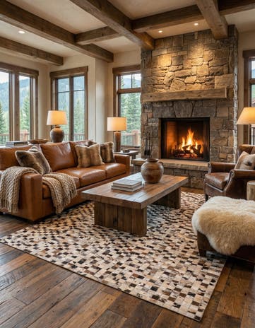 5' 2 x 8' Cowhide Leather Rug